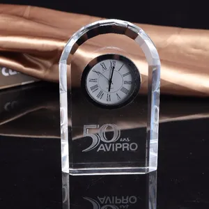 Conception de client de publicité décorative cadeau cristal horloge de bureau