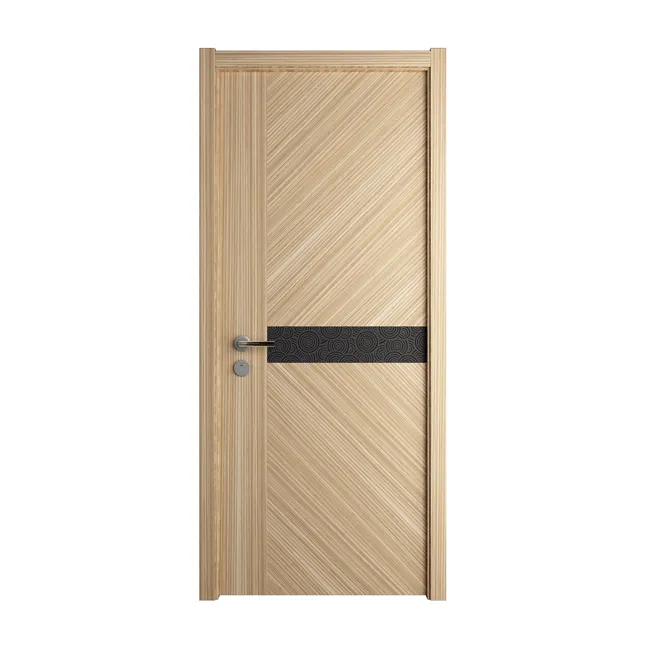 Moule de porte en bois de mélamine pour portes intérieures, modèle Simple et à la mode, peau en bois étranger, panneau trapèze, motif de fleurs