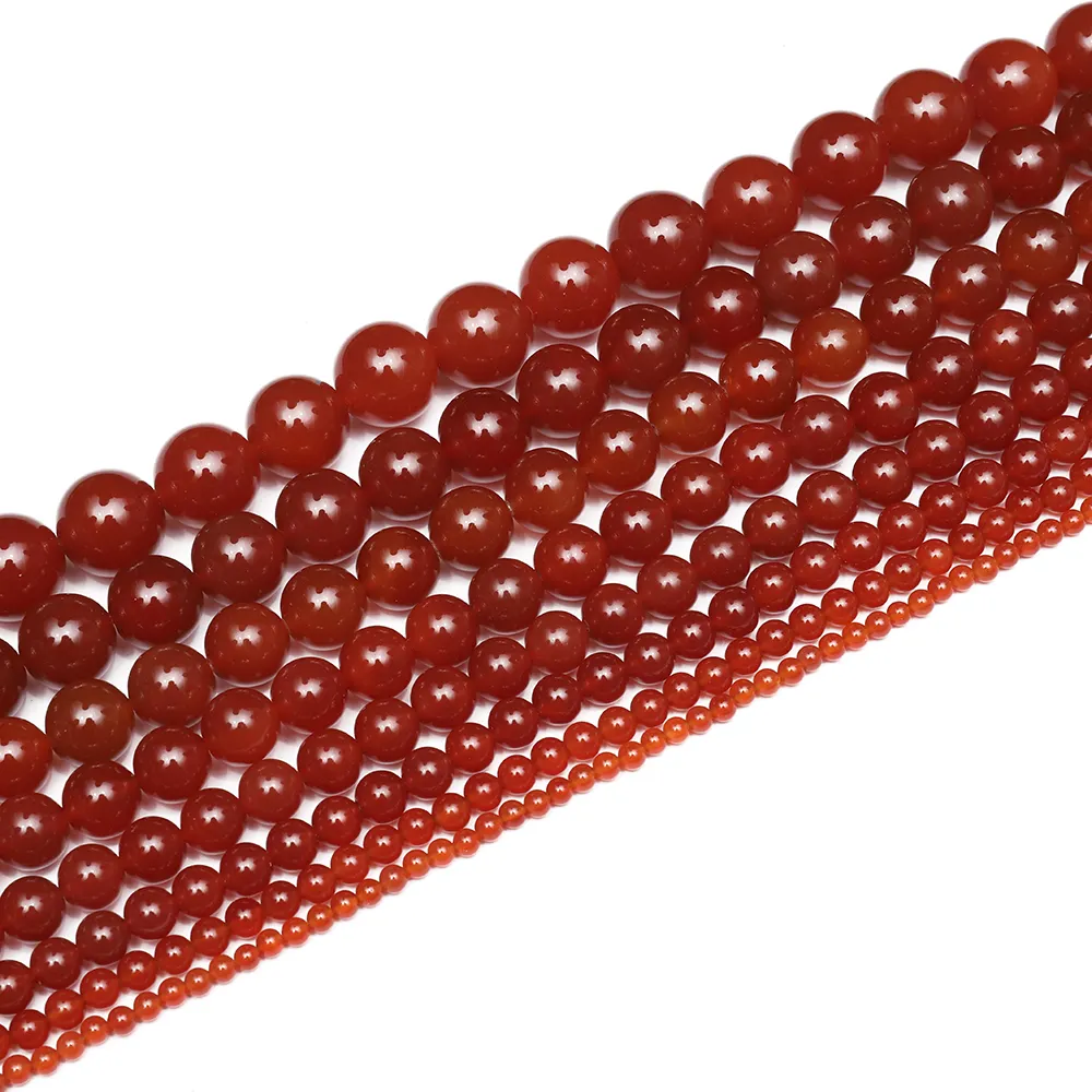 2mm-16mm Scegliere Il Formato FAI DA TE Gemme Naturali Agata Rossa Corniola Rotondi Della Pietra Preziosa Branelli Allentati Del Distanziatore Per Monili che fanno 15"