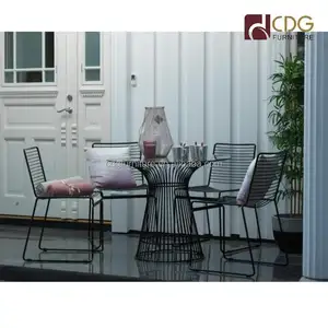 Modern Cafe Tables and Chairs Dining Table With Chrome Wire Chair Bertoia Wire Chair and Table