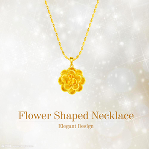 N193243 xuping 2019流行サウジゴールドジュエリーネックレス、24 18kゴールドemas花型マットエレガントネックレスジュエリー女性 - Product Image 2