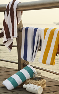 En gros <span class=keywords><strong>Coton</strong></span> Jaune et Blanc Cabana Stripe Serviettes De Plage - Product Image 4