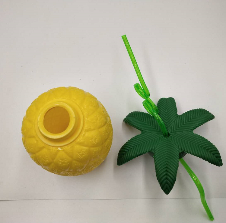 Высококачественная многоразовая Милая популярная пластиковая чашка для напитков с ананасом и соломинкой