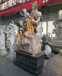 Statua <span class=keywords><strong>di</strong></span> figura d'angelo in marmo naturale maria vergine e bambino piccolo intagliato a mano - Product Image 4