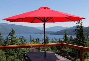 8-Rippen 38MM Stange Polyester 2,7M Holz Terrassen-Gartenschirm Sonnenschutz Outdoor Café Strand Sonnenschirm für Russland VB <span class=keywords><strong>Gold</strong></span> Glen Avon - Product Image 3