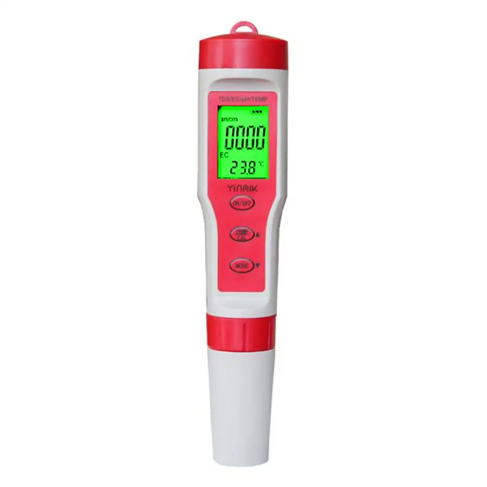 Mit Hintergrundbeleuchtung Digitale Wasser Tester 4 in 1 Test EC/TDS/PH/TEMP Wasser Qualität Monitor Tester kit für Pools Trinkwasser