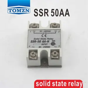 50AA SSR Masukan 80 ~ 250VAC Memuat 24-380V AC Single Phase AC Solid State Relay