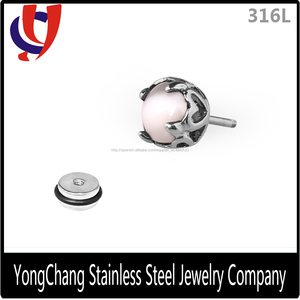 Última moda de <span class=keywords><strong>la</strong></span> joyería de acero quirúrgico flat base de piedra del ópalo pendientes - Product Image 5