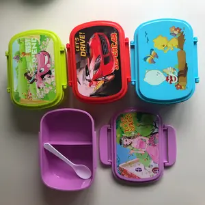 3 compartiment microwavable aangepaste plastic leuke dier afdrukken bento lunchbox kinderen lunchbox voor school