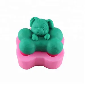 Conception populaire 3D chien & os forme mignon silicone savon moules décoration de gâteau bougies moule durable outils