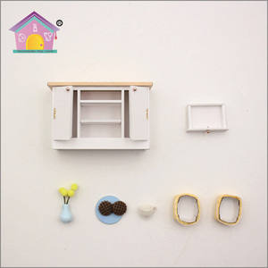 थोक गुड़ियाघर लघुचित्र फर्नीचर लघु लकड़ी गुड़ियाघर फर्नीचर सामान सेट 1/18 पैमाने - Product Image 5