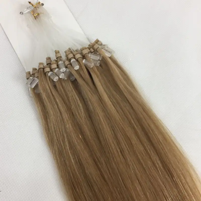 Easy Loop 100% remy human single bead individual silk straight micro bead hair extensions 1g strand