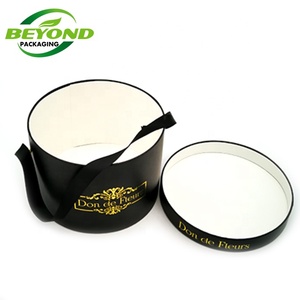 2019 Oro Negro redondo flor Rosa fresca caja/conservas sombrero flor caja de - Product Image 3