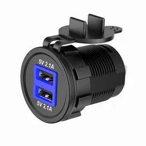 5V 2.1A双USB汽车/摩托车充电器点烟器插座分离器电源适配器