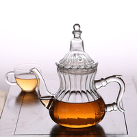 Nouvelle vente chaude en gros : Service à thé marocain en verre avec théière, infuseur en verre et tasses