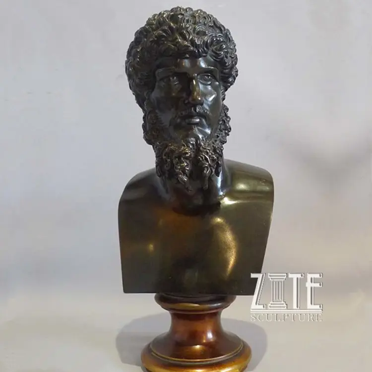 Scultura del busto di ercole in bronzo di Design popolare