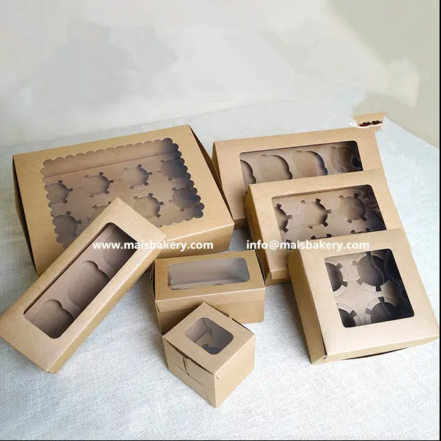 Maisمير-صندوق صنع الطعام الطبيعي, مصنوع من البلاستيك الطبيعي الأبيض ذو اللون الطبيعي المفرد 2 ، 4 ، 6 ، 12 علبة للكب كيك