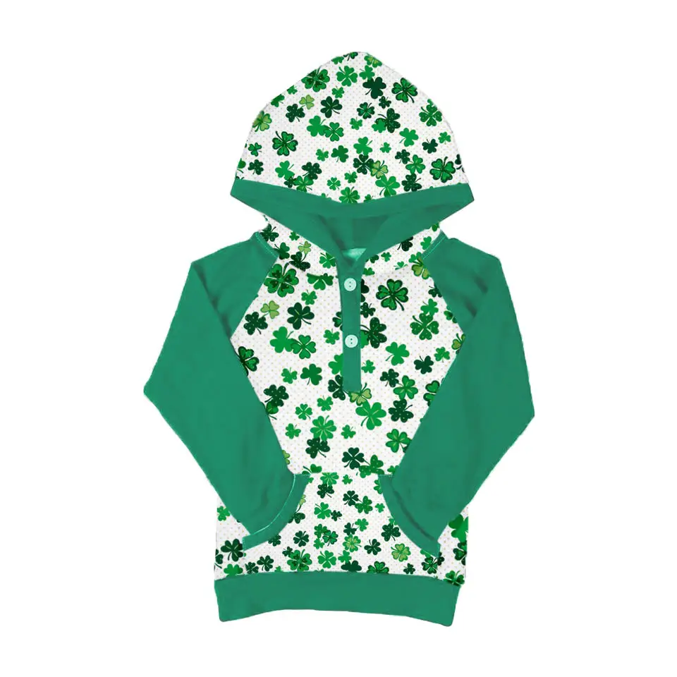 Baju Desain Terbaru untuk Anak Laki-laki St. Patrick 'S Day Clover Lengan Panjang Bayi Laki-laki Atasan Kaos Raglan Anak Laki-laki