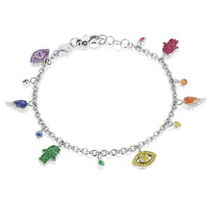 Pulsera de Cadena con Dije de Mano <span class=keywords><strong>Hamsa</strong></span> y Ala de la Suerte con Circonitas, Nuevo Diseño de Verano 2023 - Product Image 1