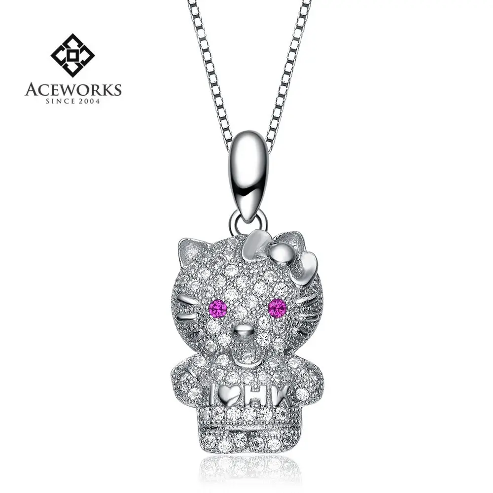 Wholesale Cat Hello Kitty 925 Sterling Silver Pendant