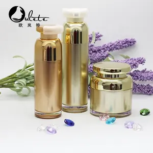 Ronde Goud Lotion Fles Acryl Cosmetische Airless Pomp Fles 15Ml 30Ml 50Ml