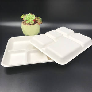 Emballage alimentaire biodégradable personnalisé <span class=keywords><strong>plateau</strong></span> de viande en pulpe 5 compartiments à emporter canne à sucre bagasse <span class=keywords><strong>plateau</strong></span> de repas jetable pour sushi - Product Image 2
