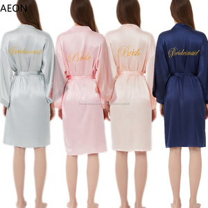 Personnalisé Broderie et Strass robe de soie satin robe de mariage pour le mariage partie Matin robe pour demoiselle d'honneur - Product Image 5