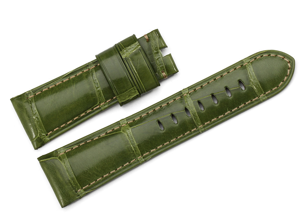 Vert Véritable Réel Aligator En Cuir Bracelet De Montre 24mm/22mm