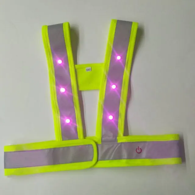핑크 led 색상 동관 교통 깜박이는 ansi 표준을 클래스 2 안전 조끼 반사 재킷 지퍼 포켓