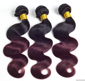 Lsy cho tối rượu vang Brazil Trinh Remy tóc Weave bó 1B 99j hai tone cơ thể sóng tự nhiên Burgandy màu đôi sợi ngang - Product Image 5