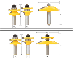 3 cái 1/2 "Shank 1/4 răng Stile & đường sắt lắp ráp lớn lên bảng điều chỉnh Router bits chế biến gỗ phay Cutter Set - Product Image 3