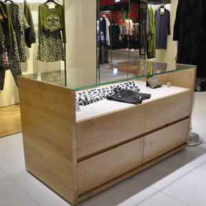 Elegante Holz schränke mit Glas möbeln Schubladen <span class=keywords><strong>LED</strong></span>-Beleuchtung für Laden vitrinen und Vitrinen - Product Image 2