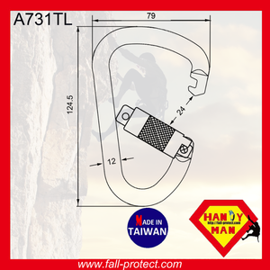 D Shape Twist Lock Quality Rock Climbing Outdoor Durable Best Selling Hook Aluminum Carabiner - Product Image 3