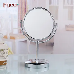 Fyeer Attractive Round Table Mirror Magnifying Brass Makeup Mirror