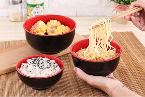7 Inchレストランラーメン食器2トーンの赤と黒メラミン麺ボウル