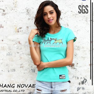 Nueva LadiesT camisas mujeres camiseta de algodón O cuello de la mujer Tees superior para mujer vuelos baratos de China ropa ven - Product Image 1