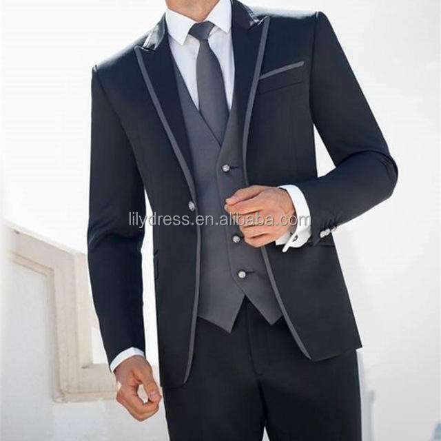 LL021 Custom Costume Homme Mariage Black Groom Tuxedos Groomsmen