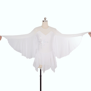 Bianco costumi Bianco fata abito pattinaggio pattinaggio di figura della ragazza a maniche lunghe pannello esterno di pattinaggio pattinaggio vestito produttori - Product Image 4