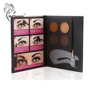 4 Kleuren Wenkbrauw Verf Poeder Wenkbrauw Gel Eye Brow Enhancer Make Kit Met Spiegel Make-Up Borstels Brow Pommade Tweezer Stencils