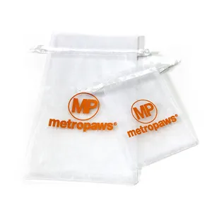 Bán Buôn Thân Thiện Với Môi Vật Liệu Rõ Ràng Trắng Tùy Chỉnh In Quà Tặng Dây Kéo Organza Túi Với Logo - Product Image 6