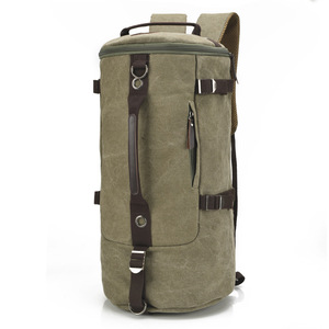 Công Suất Lớn Chất Lượng Cao Cổ Điển Retro Xi Lanh Du Lịch Ngoài Trời Vai Túi Đeo Chéo Rucksack Đàn Ông Vải Xô Ba Lô - Product Image 6