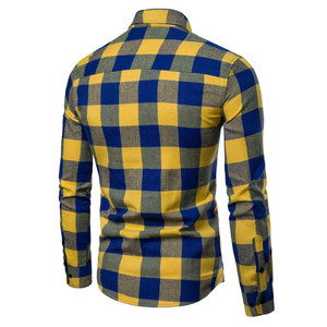 Nuovi <span class=keywords><strong>abiti</strong></span> da <span class=keywords><strong>uomo</strong></span> di marca di moda camicia Casual <span class=keywords><strong>Slim</strong></span> Fit Social Plus Size camicie a maniche lunghe in cotone scozzese - Product Image 2