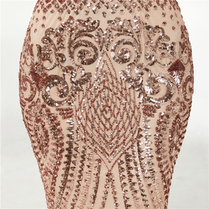 ローズゴールドカラーのスパンコール刺繍入りマーメイドイリュージョンネックロング2019新作アラブスタイルデザイナーパーティードレスベストセラープロムドレス - Product Image 6