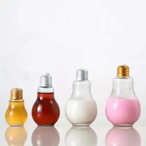 custom design 600ml drinks bottle 20oz empty light bulb shaped glass container with screw lid for juice coffee milk tea kombucha