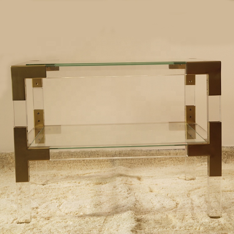 Aux antipodes de style moderne à 2 niveaux matériau PMMA acrylique table d'appoint meubles de salon
