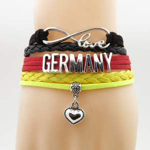 Infinity love-pulsera con amuleto de corazón, brazalete con bandera nacional de BARBADOS, AUSTRALIA, Alemania, Perú, PARAGUAY, GQ-077