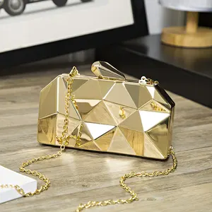 Fashion Women's Evening Bags Shoulder handBag Cross-body Purses Lady Shine Metal Clutch evening bag for Party