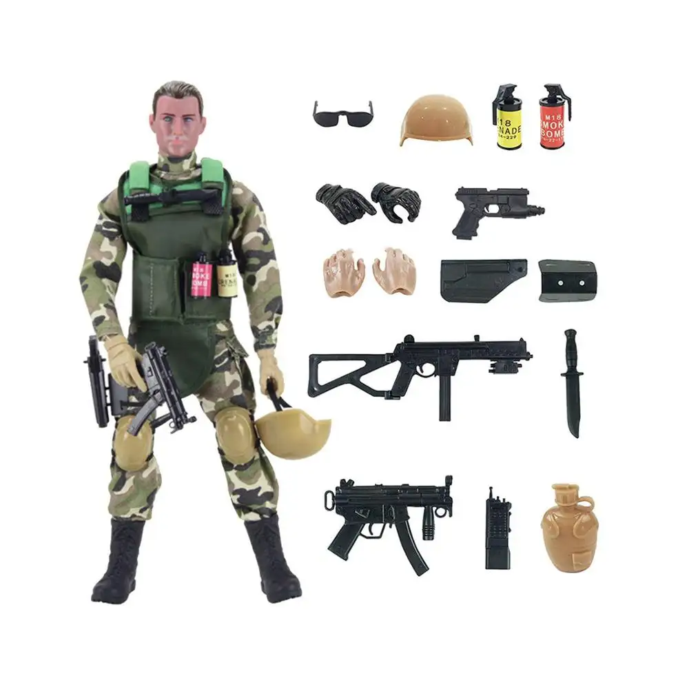 12 "Speciale Krachten Militaire Action Figure Leger Man Speelgoed Soldaat-30 Articulatie Punten En 15 Wapens En Accessoires (Leger)