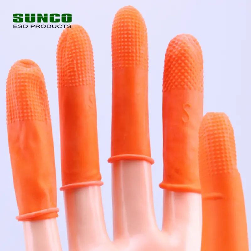 Oranje Antislip Industriële Latex Vinger Babybedjes Antistatische Vinger Kraam