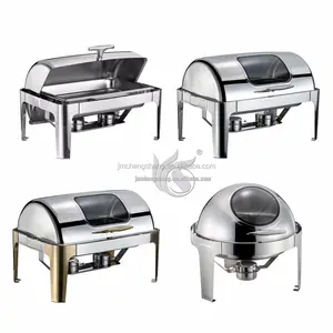 restaurants kitchen equipment kitchen accessories Economic Stainless Steel Roll Top Chafing Dish Mirror Polish with Window